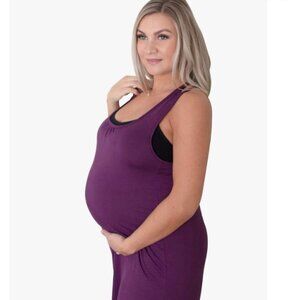 Bamboobies Nursing Nightgown, Color: Berry; Size Small